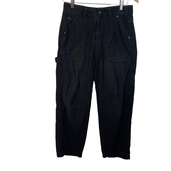 Free People Linen Painter Pants Black Size 0 Anthropologie Wide Leg Minimalist - Picture 2 of 16